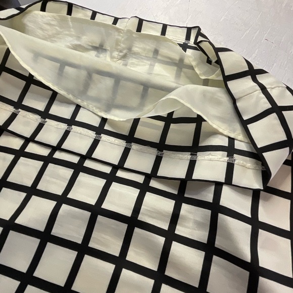 J Crew Dress Mod Black White Cream Longsleeve Geometric Grid Print Midi Size 10 - Picture 6 of 8